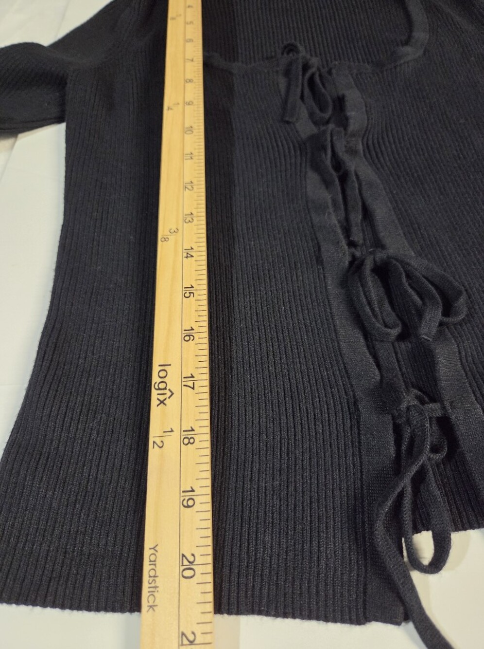 Abercrombie & Fitch Black Ribbed Tie-Front Cardigan - Picture 5 of 9